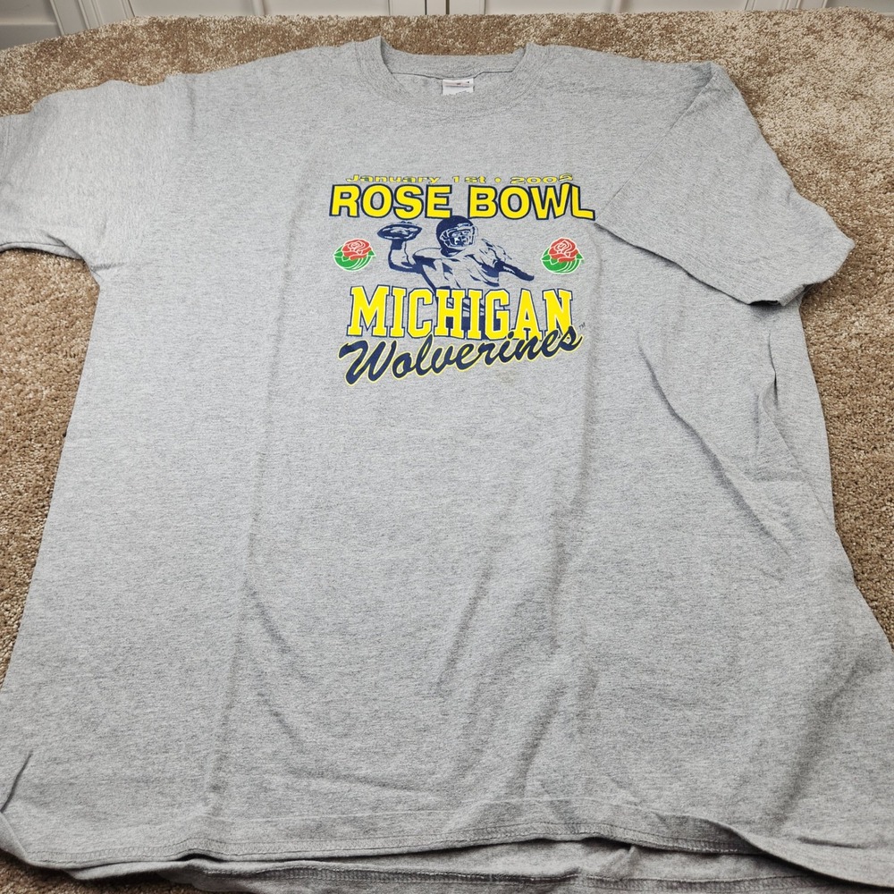 Vintage Anvil 2005 Rose Bowl Michigan Wolverines Graphic T-Shirt Gray XL